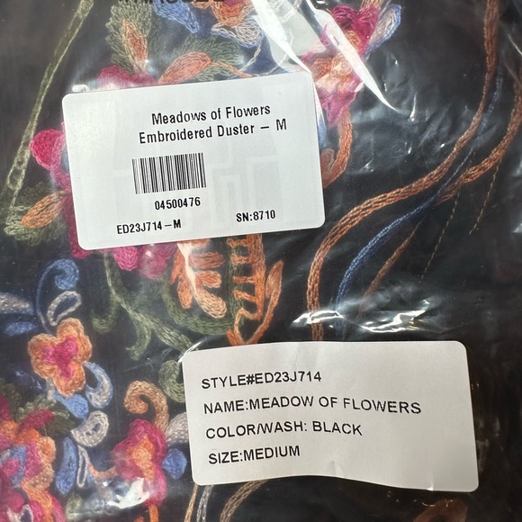 🆕 Aratta Meadow of Flowers/Floral Embroidered Long Black Duster/Dress/Jacket - Picture 5 of 16